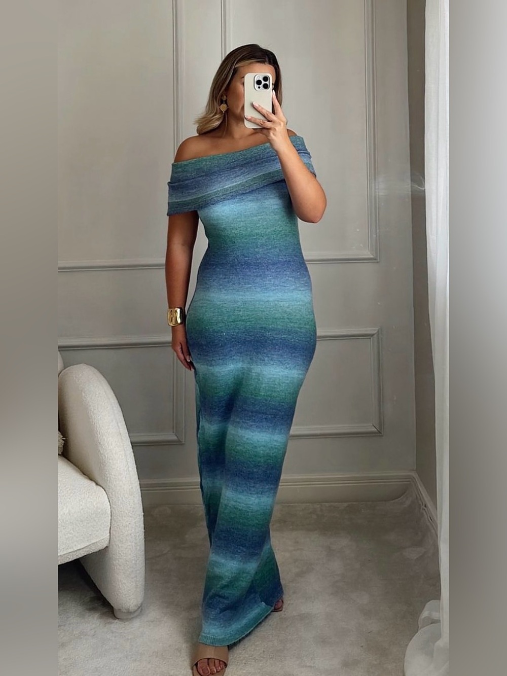 Peppermayo Ombré Blue Knit Maxi Dress